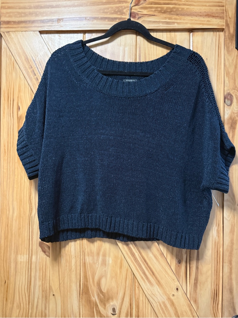 Women's Navy Short Sleeve Knit Sweater